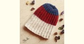 Hand Knitted ☃ Pure Woolen Cap ☃ Natural Color |  Indigo-Re-Ecru Stripes |