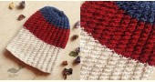 Hand Knitted ☃ Pure Woolen Cap ☃ Natural Color |  Indigo-Re-Ecru Stripes |