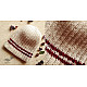 Hand Knitted ☃ Pure Woolen Cap ☃ Natural Color |  Ecru with Red Stripe |