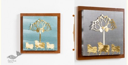 Decor The Wall | Wall Frame With Cow And Lotus Composition