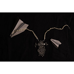 रेवती ✽ Peacock Leaf Motif Pendant with Pearl Chains ✽ Necklace ✽ 17