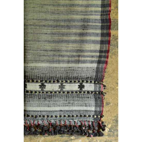 Handwoven Cotton & tussar silk bhujodi weaving stoles from kutch