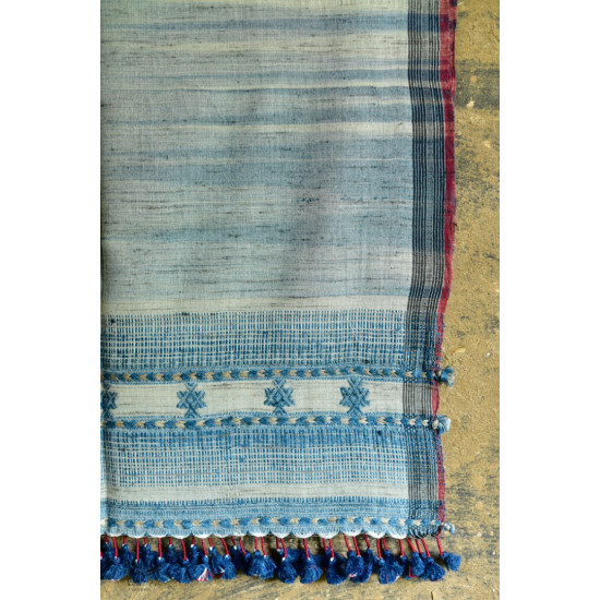 Handwoven Cotton & tussar silk bhujodi weaving stoles from kutch