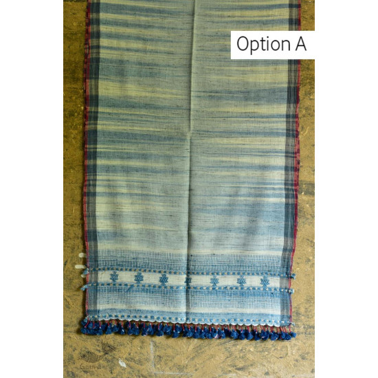 Handwoven Cotton & tussar silk bhujodi weaving stoles from kutch