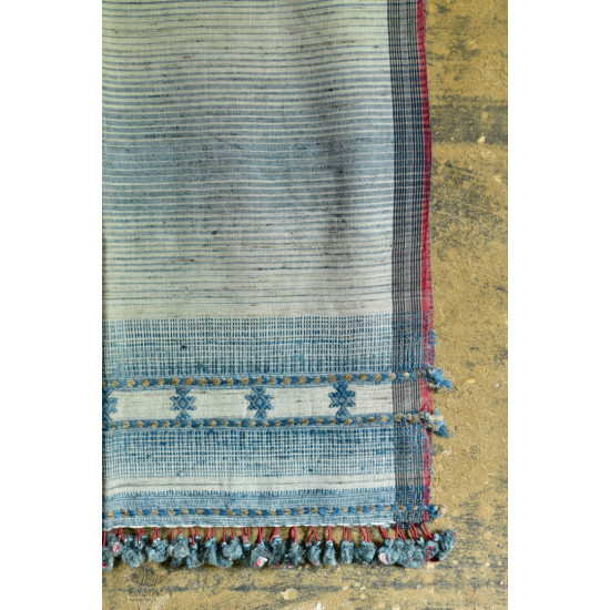 Handwoven Cotton & tussar silk bhujodi weaving stoles from kutch