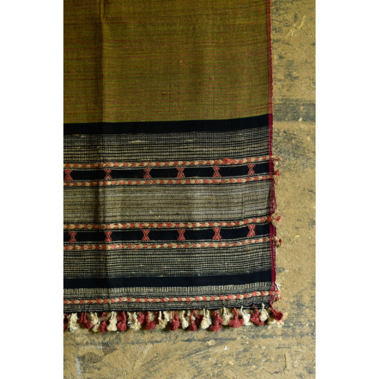 Handwoven Cotton & tussar silk bhujodi weaving stoles from kutch