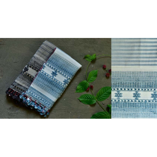 Handwoven Cotton & tussar silk bhujodi weaving stoles from kutch