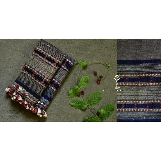 Handwoven Cotton & tussar silk bhujodi weaving stoles from kutch