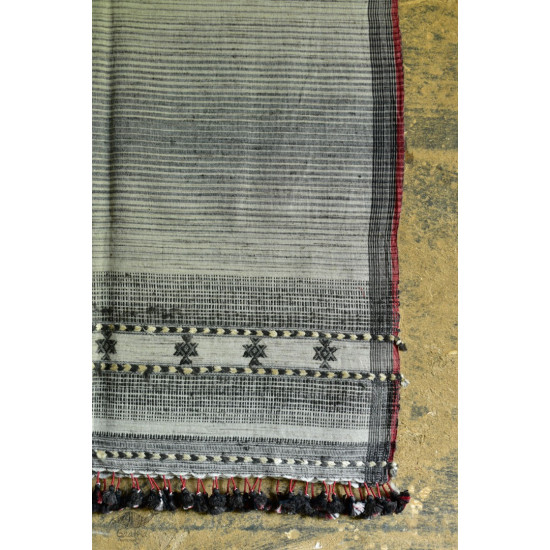 Handwoven Cotton & tussar silk bhujodi weaving stoles from kutch