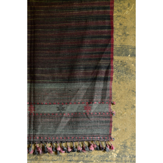 Handwoven Cotton & tussar silk bhujodi weaving stoles from kutch