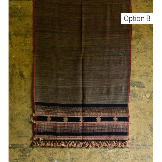 Handwoven Cotton & tussar silk bhujodi weaving stoles from kutch