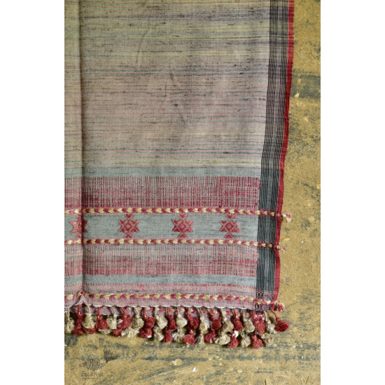 Handwoven Cotton & tussar silk bhujodi weaving stoles from kutch