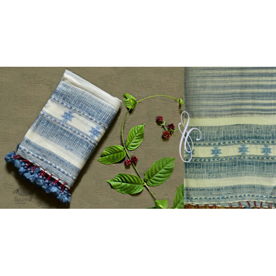 Handwoven Cotton linen bhujodi weaving stoles from kutch