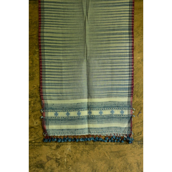 Handwoven Cotton linen bhujodi weaving stoles from kutch