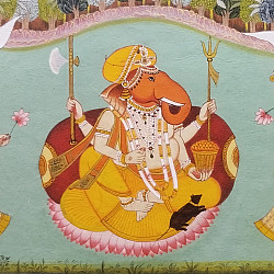 Miniature Painting | Ganesha With Riddhi Siddhi 
