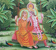 Miniature Painting | Radhe Krishna on Swing