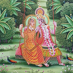 Miniature Painting | Radhe Krishna on Swing