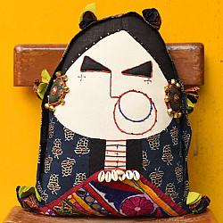 Decor Art Pieces ✶ Handcrafted Space Accessories - Woman of Kutchh Cushion 