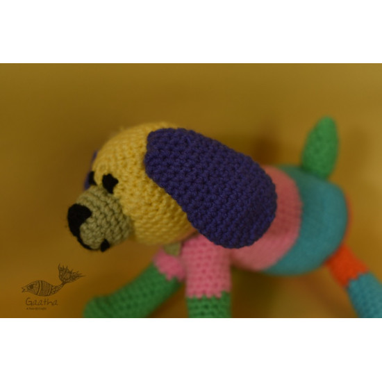 shop handmade Crochet toy -  Jazz colourful dog 