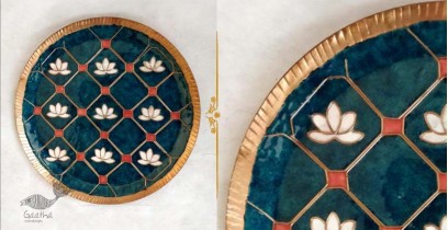 Ekibeki ❋ Copper Enamel Wall Plate Green Lotus Jali (Options - S(8"), M(10"), L(12") ) ❋ 7