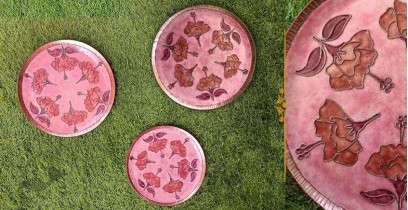 Ekibeki ❋ Copper Enamel Wall Plate Pastels -Hibiscus (Options - S(8"), M(10"), L(12") ) ❋ 15