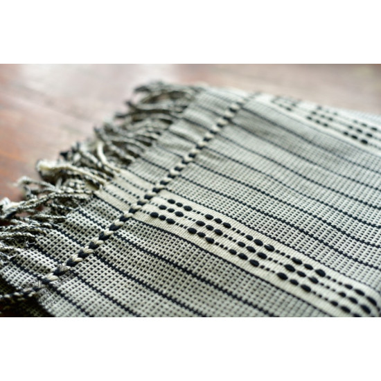 shop online nagaland loinloom cotton stole - in black & white