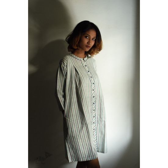 shop Handloom Cotton Ikat Designer  Dress Off White