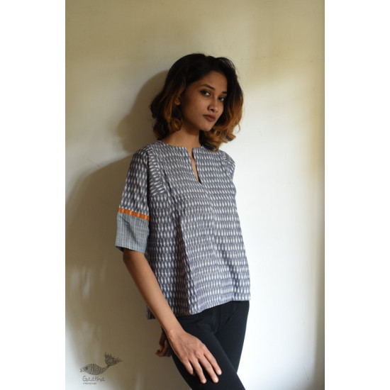 shop Handloom Cotton Grey top