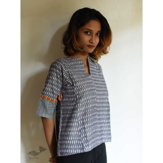 shop Handloom Cotton Grey top