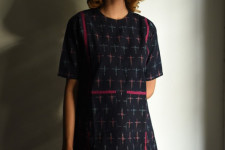 Ikat Handloom Cotton Designer Dress - Black