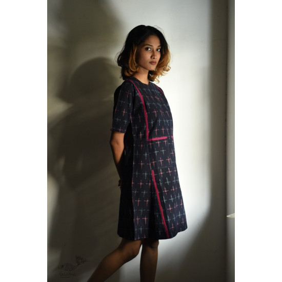 shop Handloom Cotton Ikat Designer Black Dress