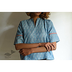 Ikat Handloom Cotton Sky Blue Top