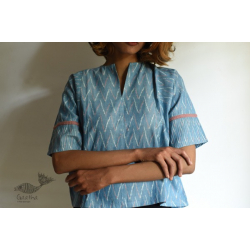 Ikat Handloom Cotton Sky Blue Top