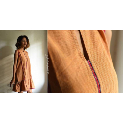 Handloom Cotton Designer Checks Brown Dress