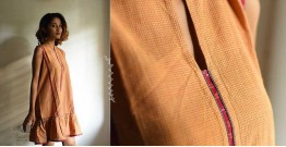 Handloom Cotton Designer Checks Brown Dress