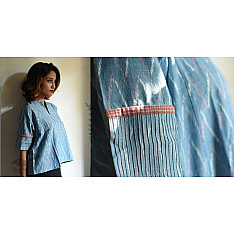 Ikat Handloom Cotton Sky Blue Top