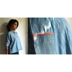 Ikat Handloom Cotton Sky Blue Top