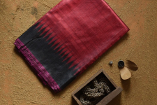 Kamakshi | Pure Tussar Silk Maroom Saree With Black Border