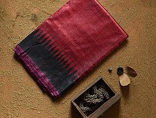 Kamakshi | Pure Tussar Silk Maroom Saree With Black Border