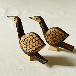 Burn Art | Tribal Wooden Art Pieces - Bird (Set of Two)