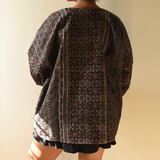 shop Reversible Ajrakh Block Printed & Denim Jacket