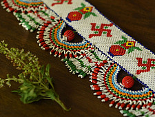 Shubh-Laabh | Glass Bead Door Toran - Swastik & Kalash