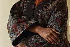Kimono | Reversible Ajrakh & Denim Cotton Jacket - Black