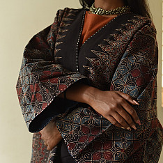 Kimono | Reversible Ajrakh & Denim Cotton Jacket - Black