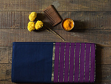 Rojana | Handloom Andhra Cotton Saree - Navy Blue