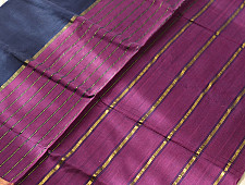 Rojana | Handloom Andhra Cotton Saree - Navy Blue