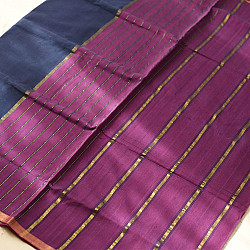 Rojana | Handloom Andhra Cotton Saree - Navy Blue