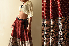 Flowers in a River | Jawariya Block Printed A-Line Long Skirt