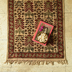 A finite infinity ❧ Kalamkari Natural Color Dhurrie ( 2 X 3 ) - A