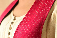 Mashru & Denim Jacket | Reversible - Rani Pink